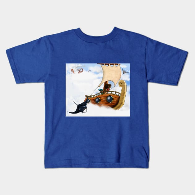 African American Kids on a Boat Kids T-Shirt by treasured-gift